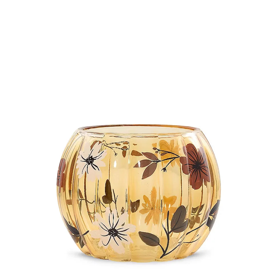 Flower Pumpkin Jar Candle Holder