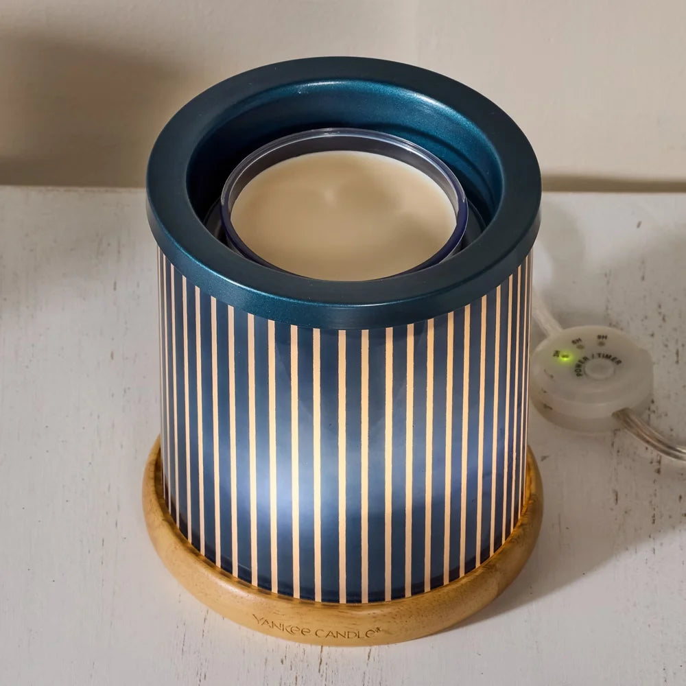 Striped Wood Hurricane Scenterpiece® MeltCup Warmer
